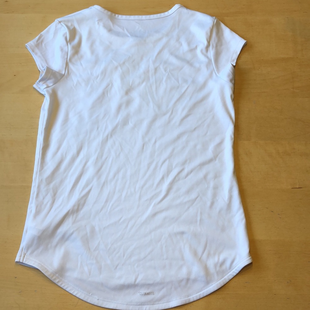 This is an adidas, short sleeve white t-shirt. - Picture 2 of 4